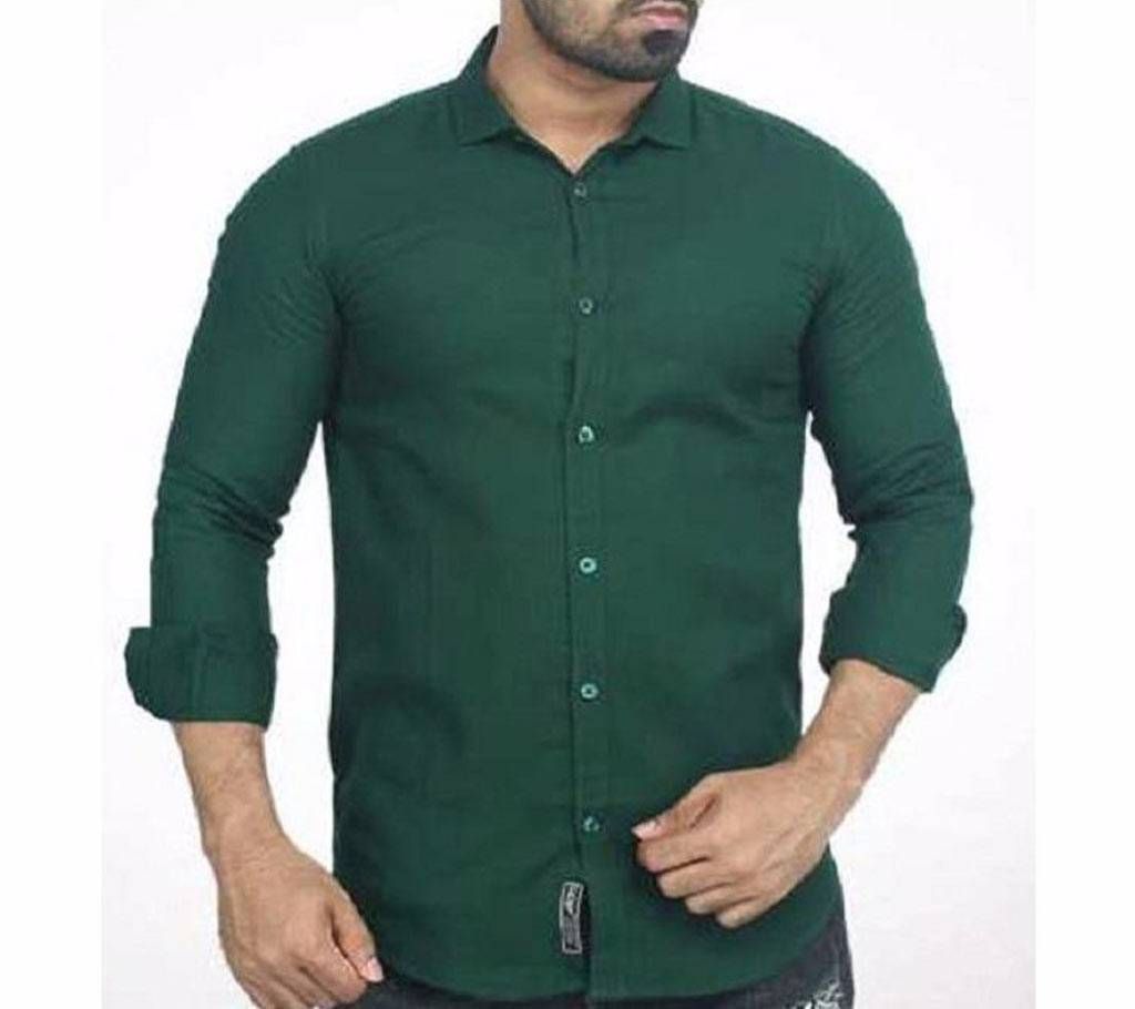 Green Panama Long Sleeve Casual Shirt for Men