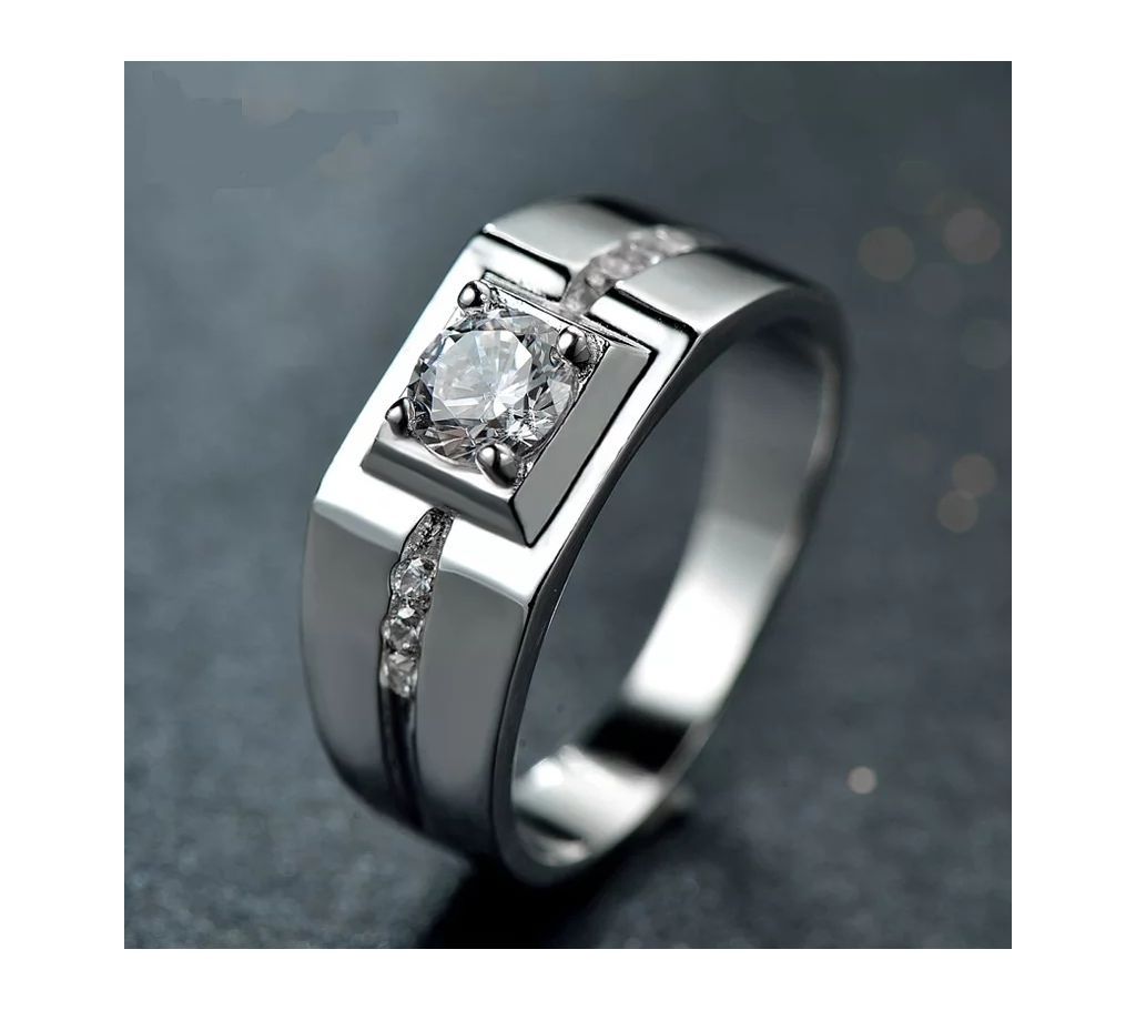 Romantic CZ Crystal Ring for Men Wedding Party Engagement Rings Silver Color Adjustable Fashion Jewelry