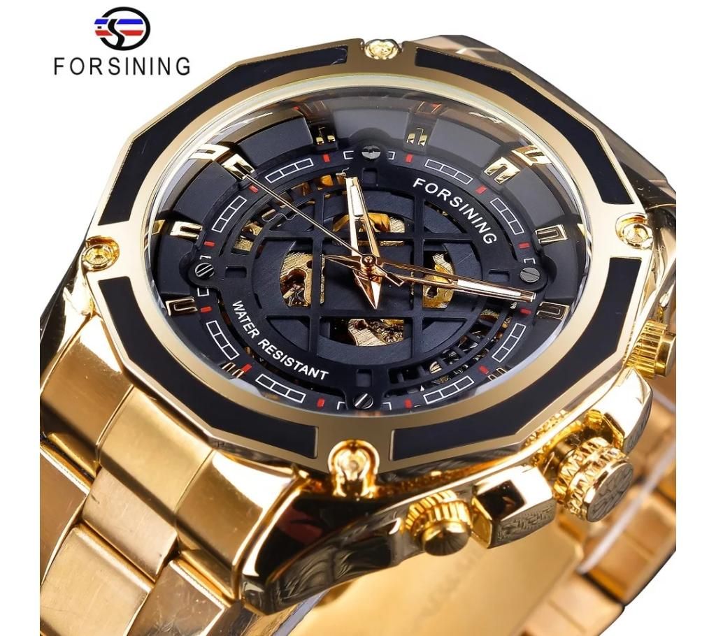 2019 Forsining Top Brand Steampunk Gear Design Transparent Case Automatic Luxury Watch Gold Stainless Steel Skeleton Men Gift