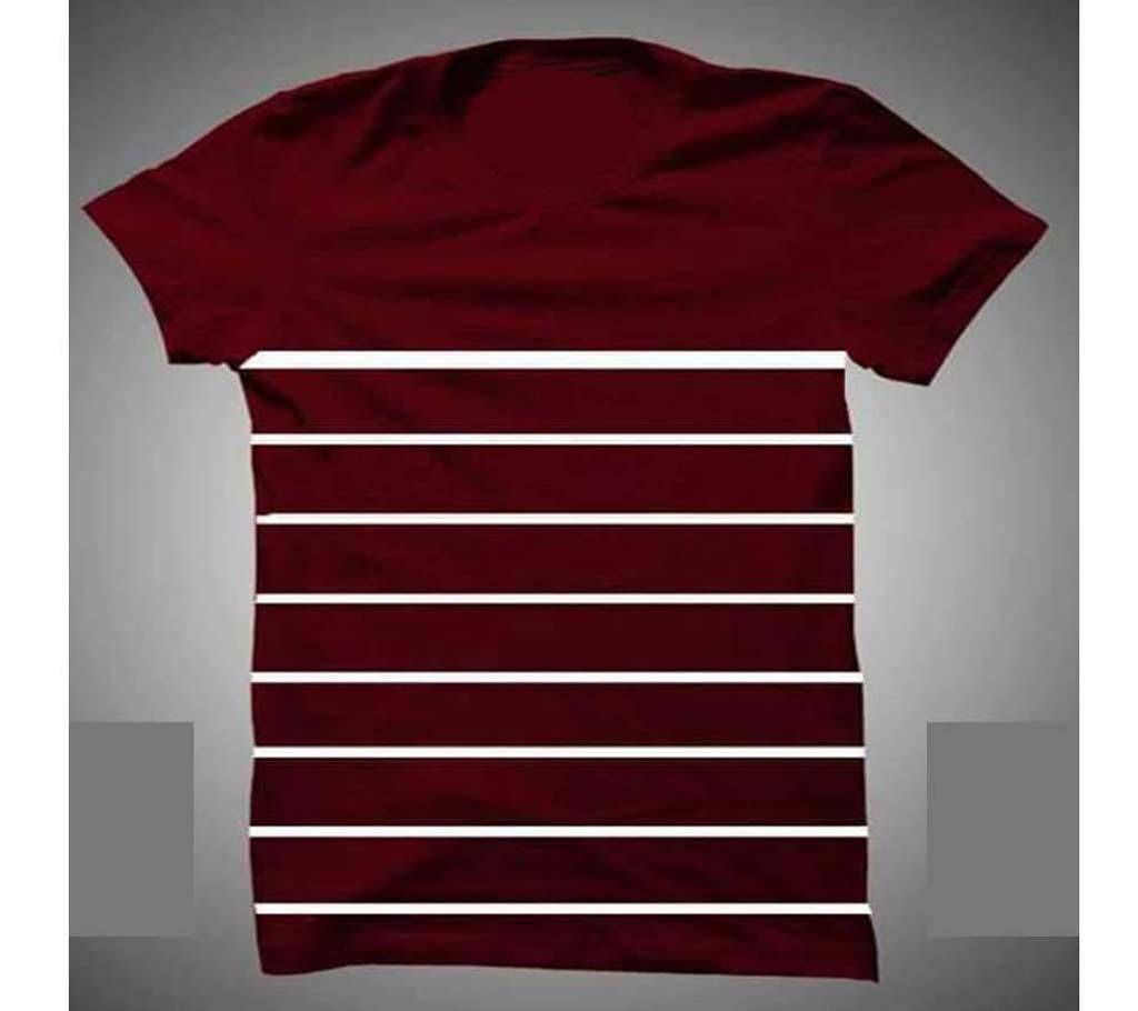 Maroon Step Half Sleeve Cotton T-Shirt for men