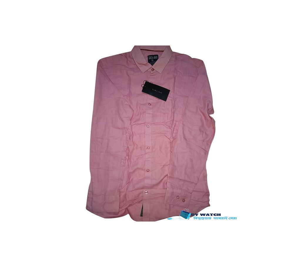 Pink Long Sleeve Cotton Casual Shirt for Men