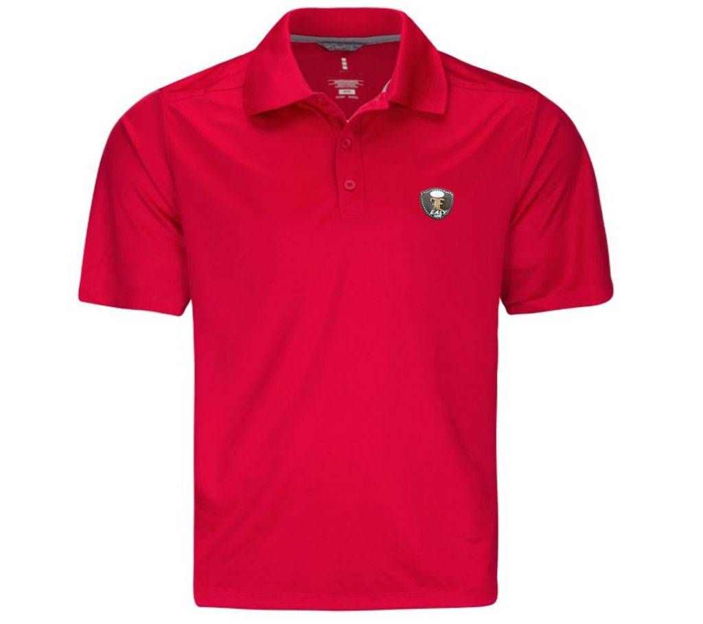 Half Sleeve Slim Fit Cotton Polo Shirt For Men - Red
