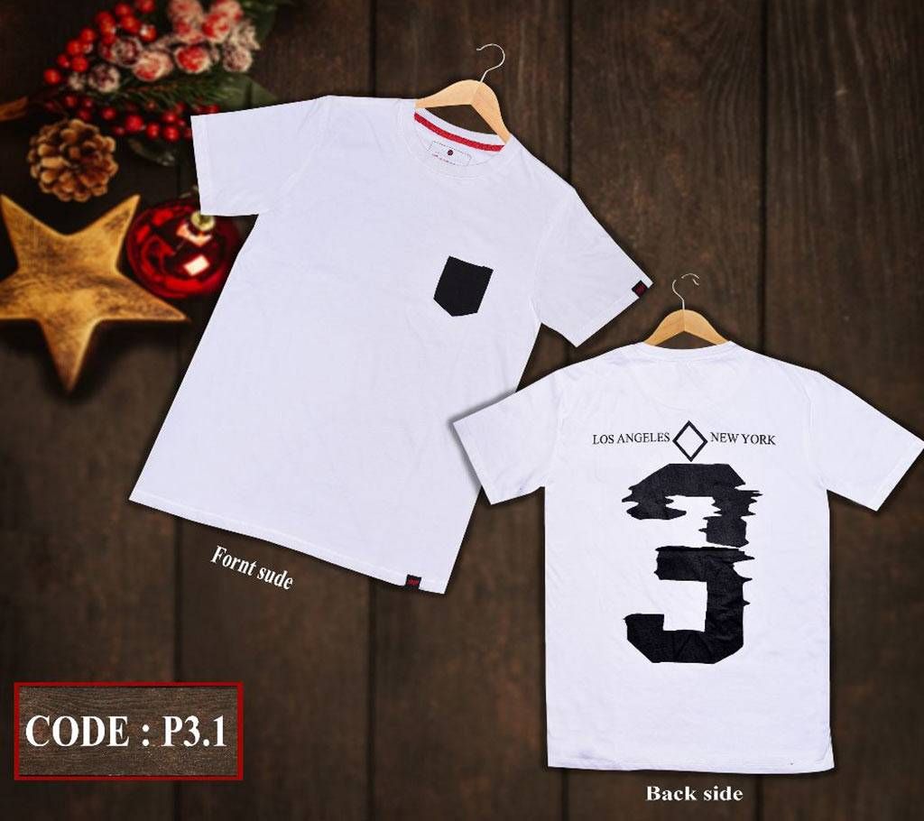 Mens white Half Sleeve Cotton T Shirt
