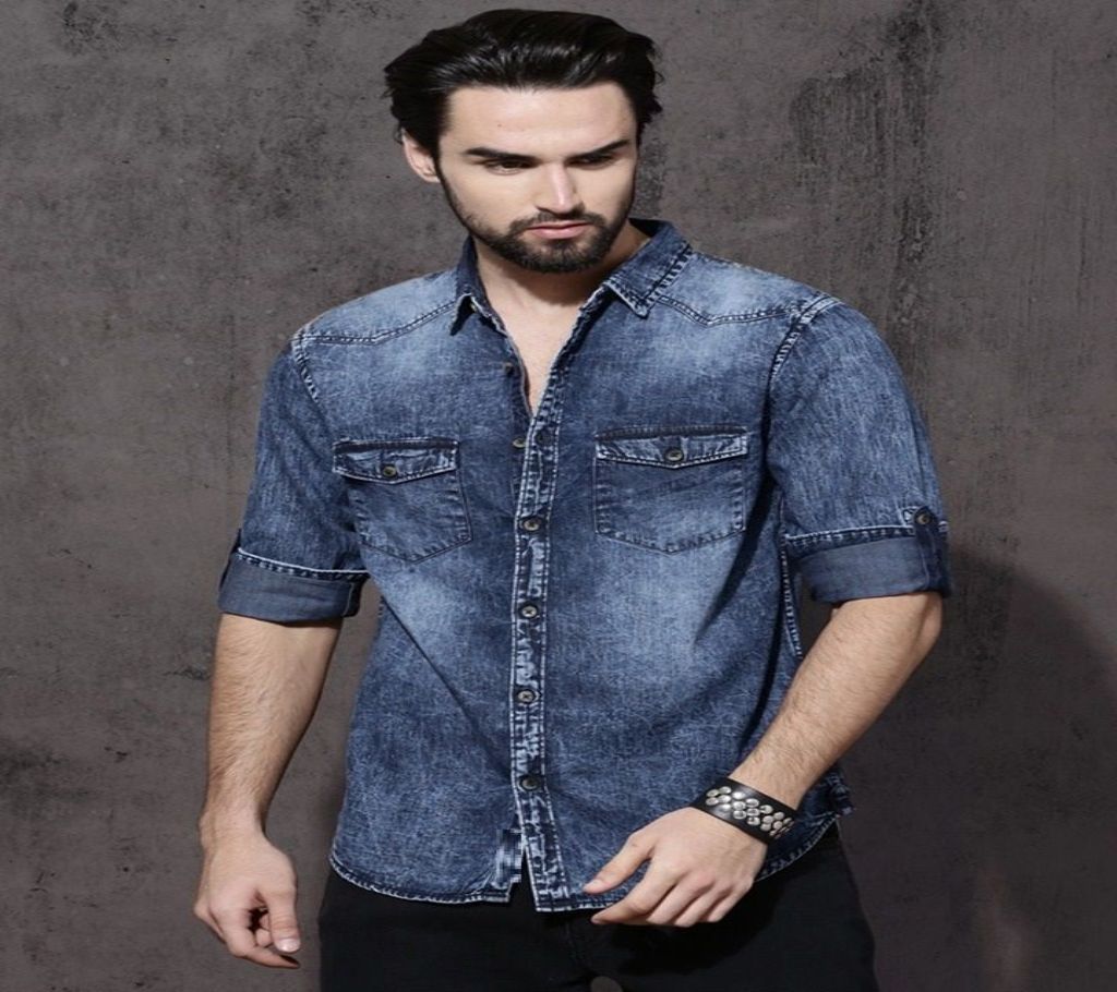 Mens Stylish Slim Fit Denim Shirt - 002 - LEB