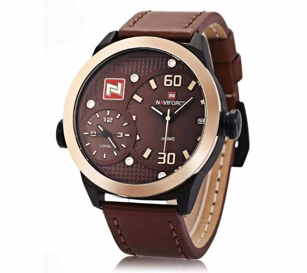 NAVIFORCE 9092 ডুয়াল টাইম জোন মেনজ রিস্ট ওয়াচ