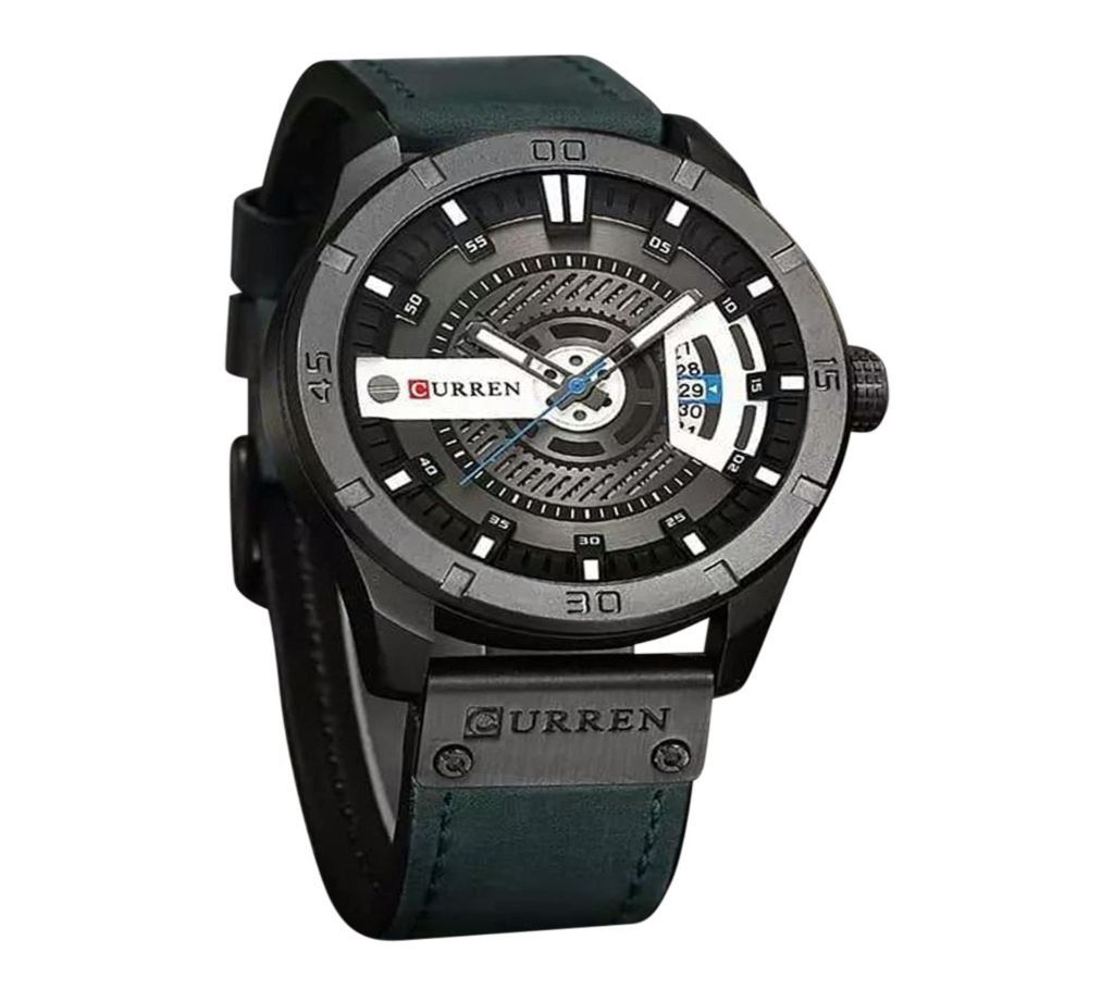 Curren Analog watch for Men with Quartz Leather Band Date Display