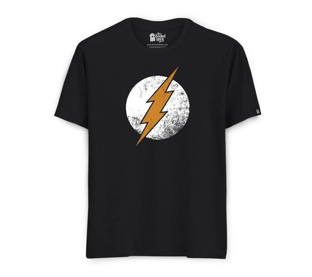 Flash Mens Half-sleeve Cotton T-shirt - Black-2 