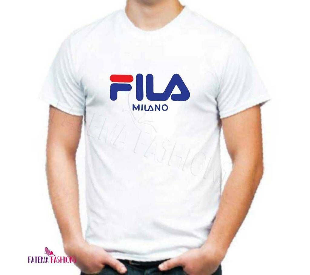 Fils Half Sleeve Cotton T Shirt-White 