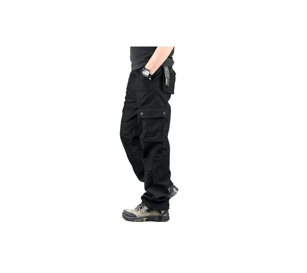 Black Twill Cotton Mobile Pant for Men