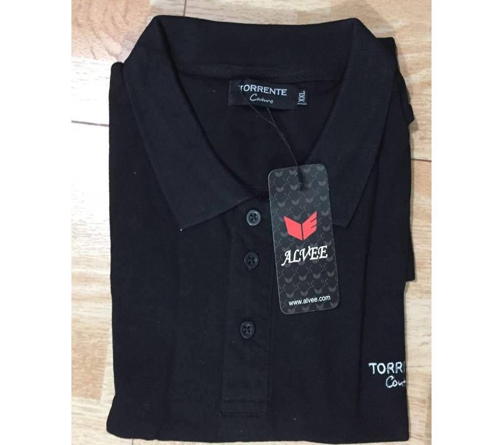Black Half Sleeve Polo Shirt For Men 
