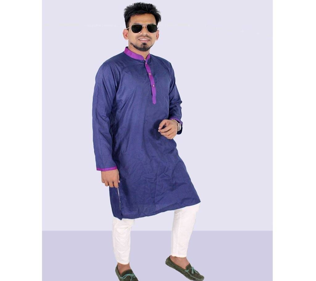 Cotton Semi-long Panjabi- Blue 