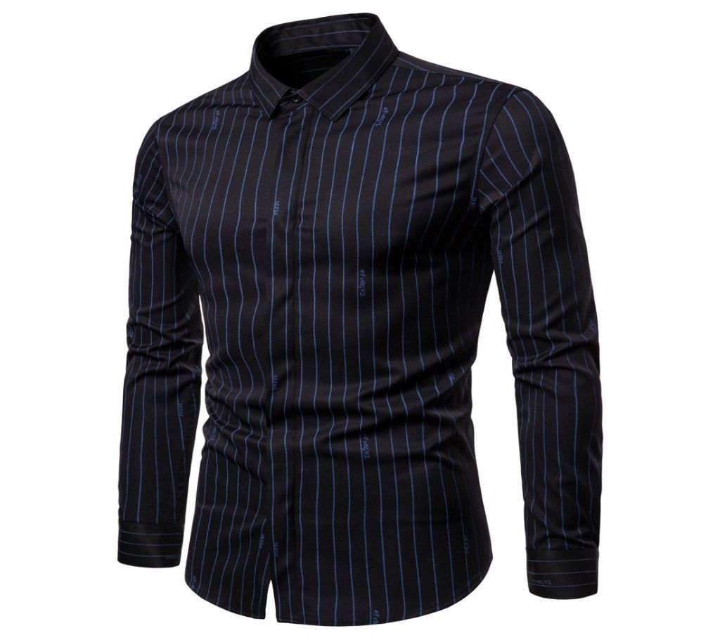 Navy Blue Long Sleeve Casual Shirt For Men Upf 10