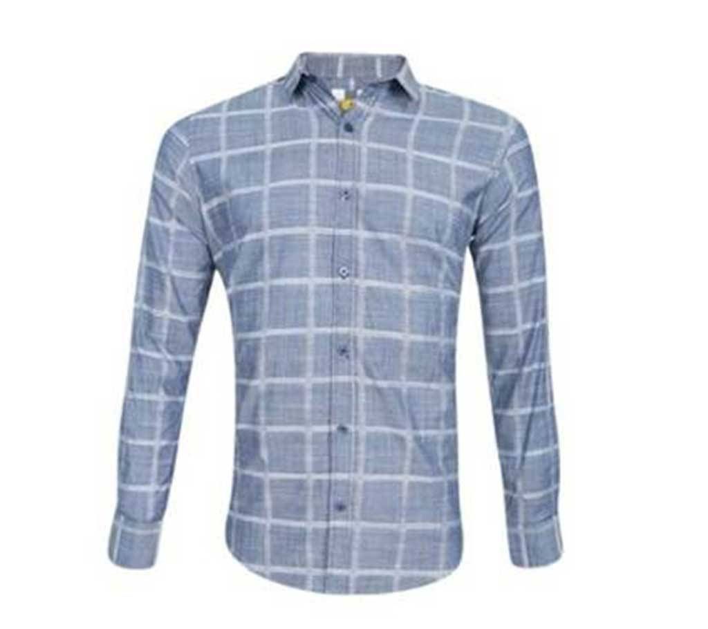 Ash and White Cotton Casual Shirt