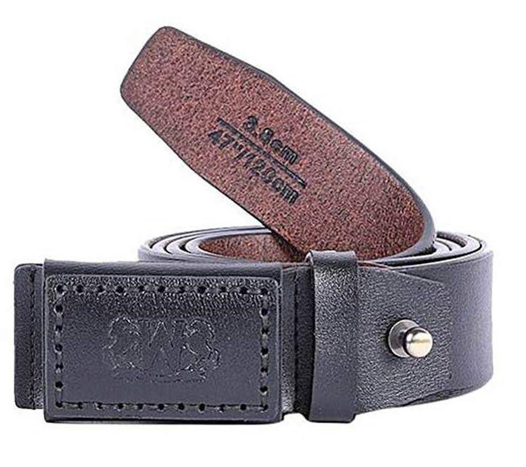 Black Artificial Leather Casual Belt