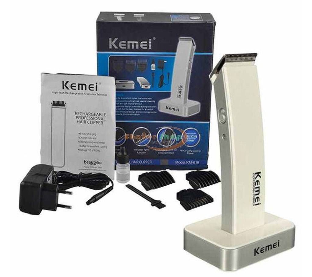 Kemei Kemei Exclusive Rechargeable Hair Trimmer/Clipper KM-619- Black and Silver