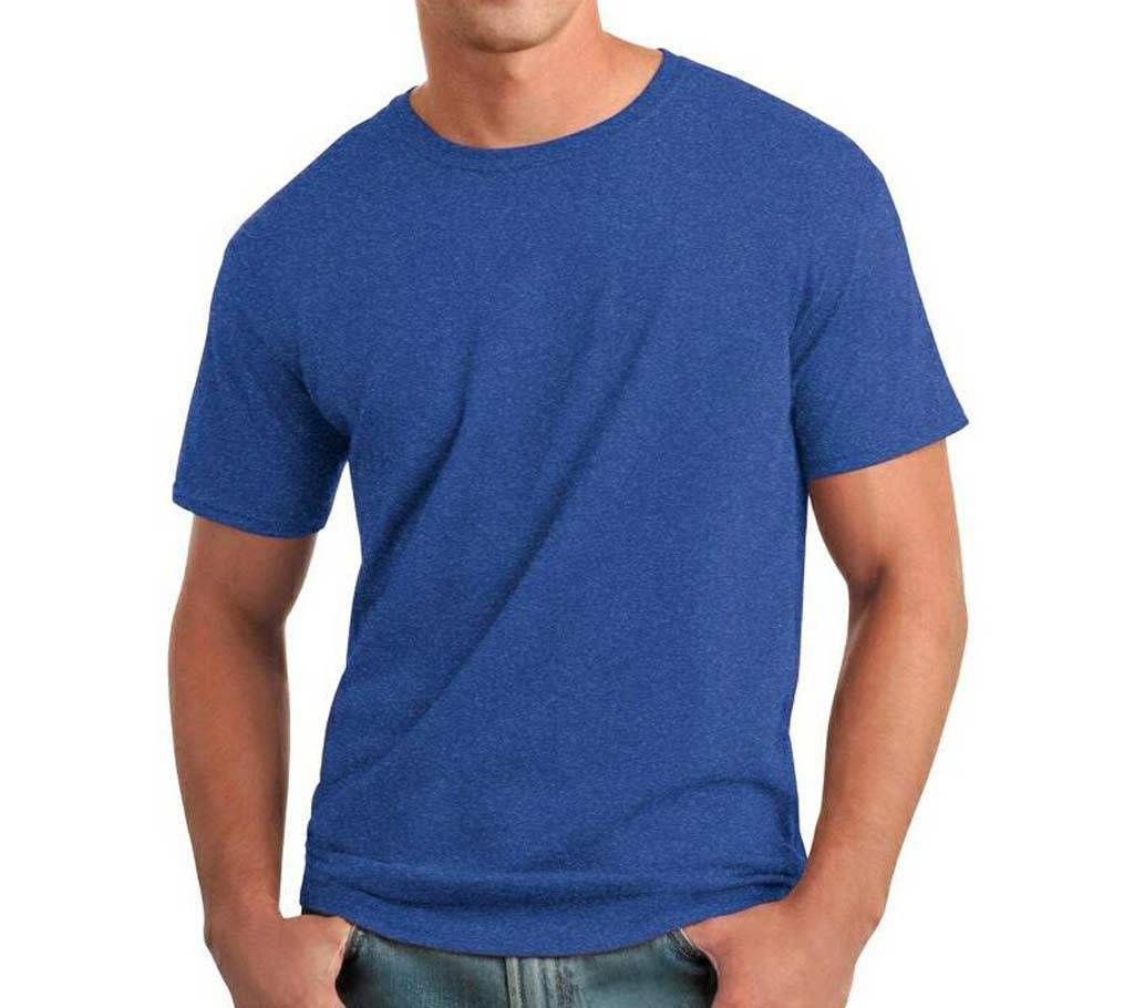Blue Solid Color Menz Round Neck T-Shirt