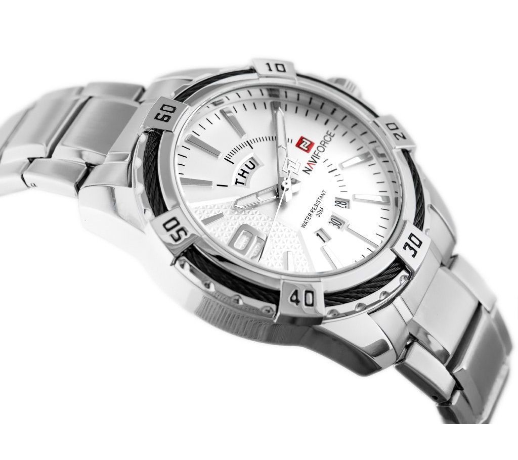 NAVIFORCE 9117W New Men Sport Watches Mens Waterproof Analog Quartz Wristwatches Man Gold Stainless Steel Calendar Clock