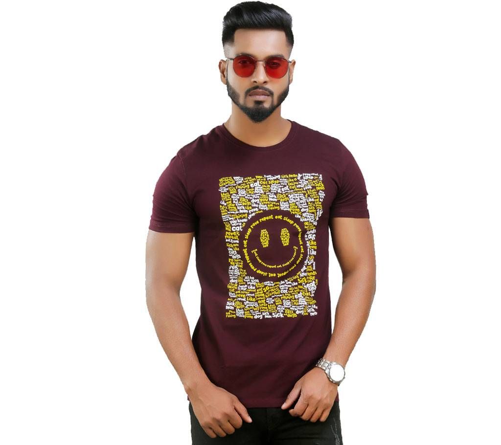 Smile Face Emoji Mens Cotton Half Sleeve Casual T Shirt D114