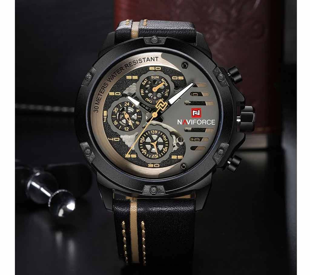NAVIFORCE Mens Watches Top Brand Luxury Waterproof 24 hour Date Quartz Watch Man Leather Sport Wrist Watch Men Waterproof Clock