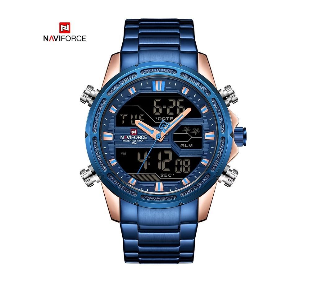 NAVIFORCE Mens Quartz Analog Waterproof Wristwatch Steel Male Watches Clock Relogio Masculino 9138