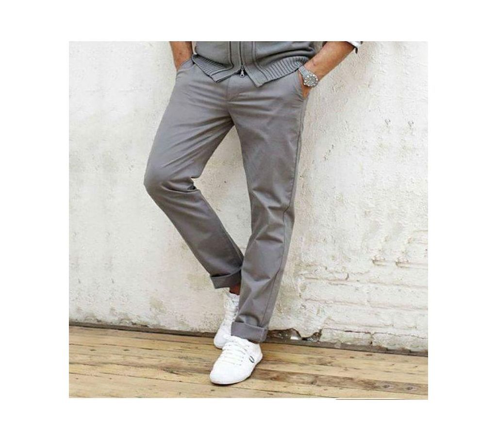 Stretchable Twill Gabardine Pant For Men - G-08 - Grey - MAF