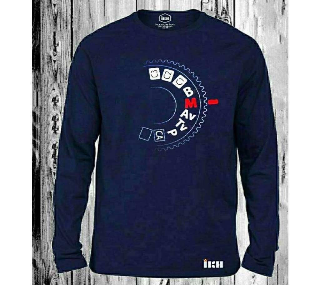 Never Give Up Full Sleeve T-Shirt for Man Navy Blue - 100% Cotton