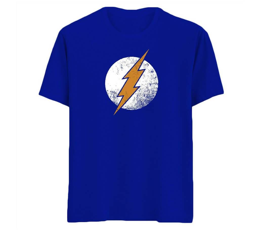 Flash Mens Half-sleeve Cotton T-shirt - blue-2