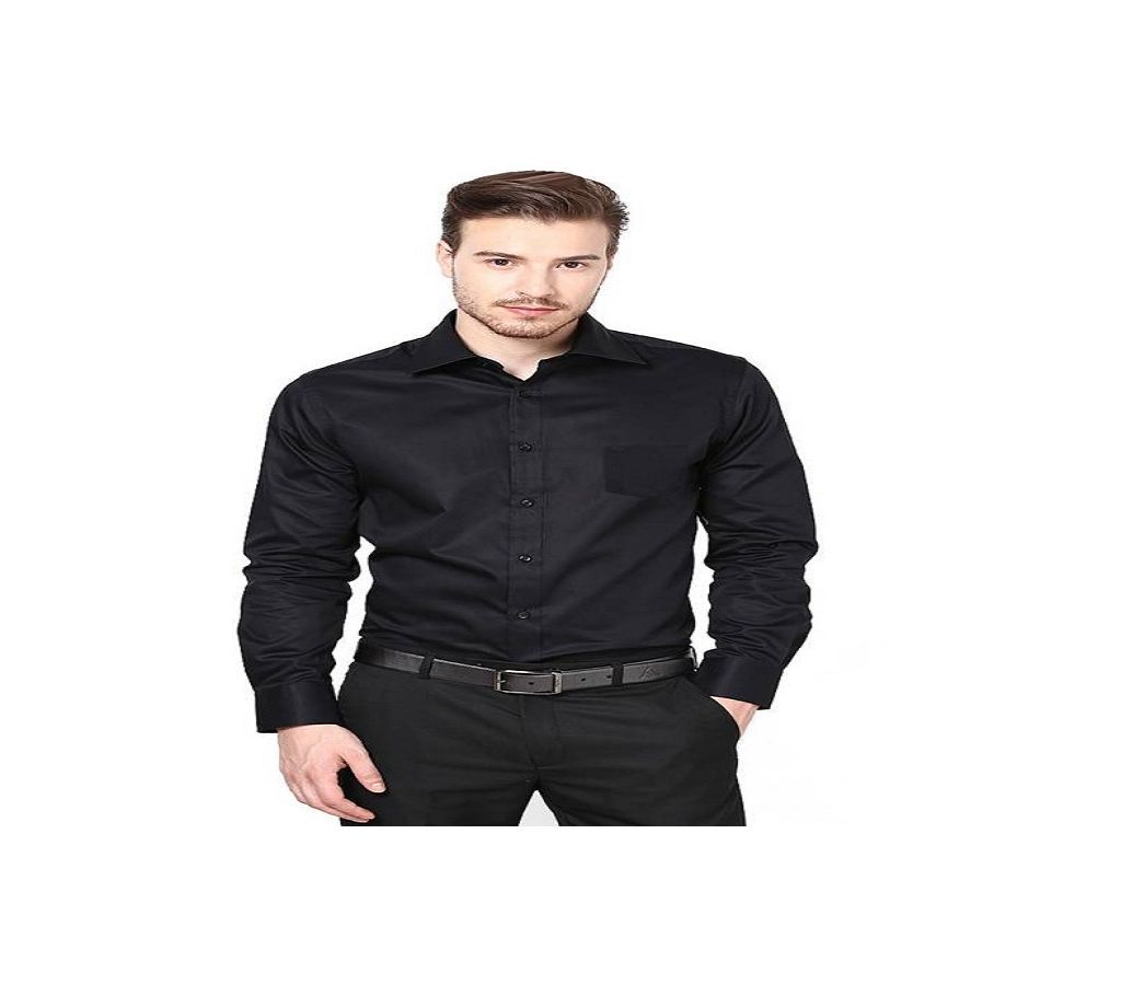  Full sleeve Cotton Formal  Shirt for Men-Black