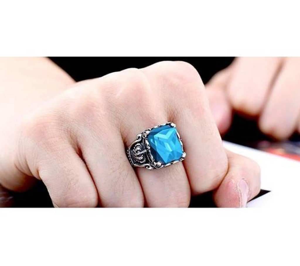 Blue Silver Plated Finger Ring for Men