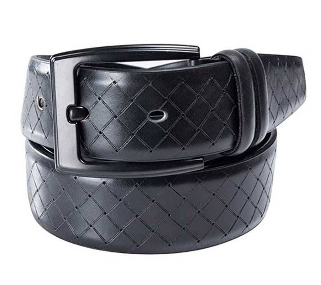 Black buckle black belt for men