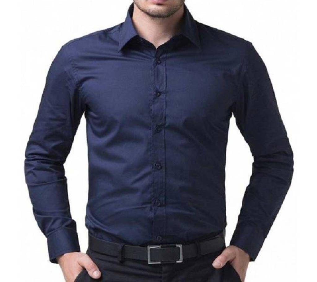 Full Sleeve Button Down Navy Blue Shirt