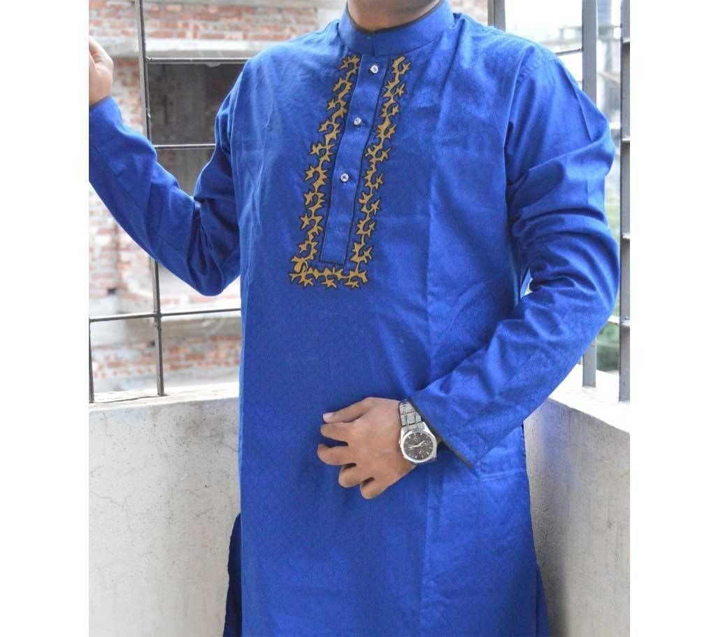 Gents semi long cotton embroidery punjabi 