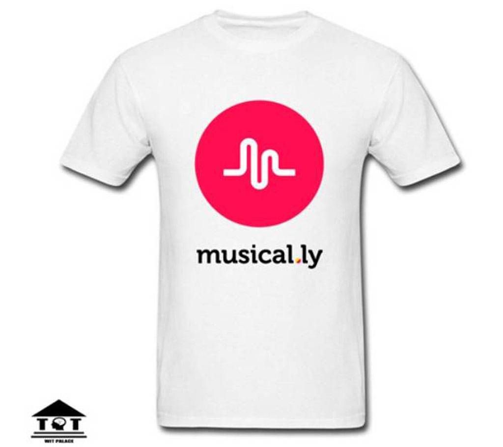 Musical.ly Gents Half Sleeve Cotton T-Shirt White