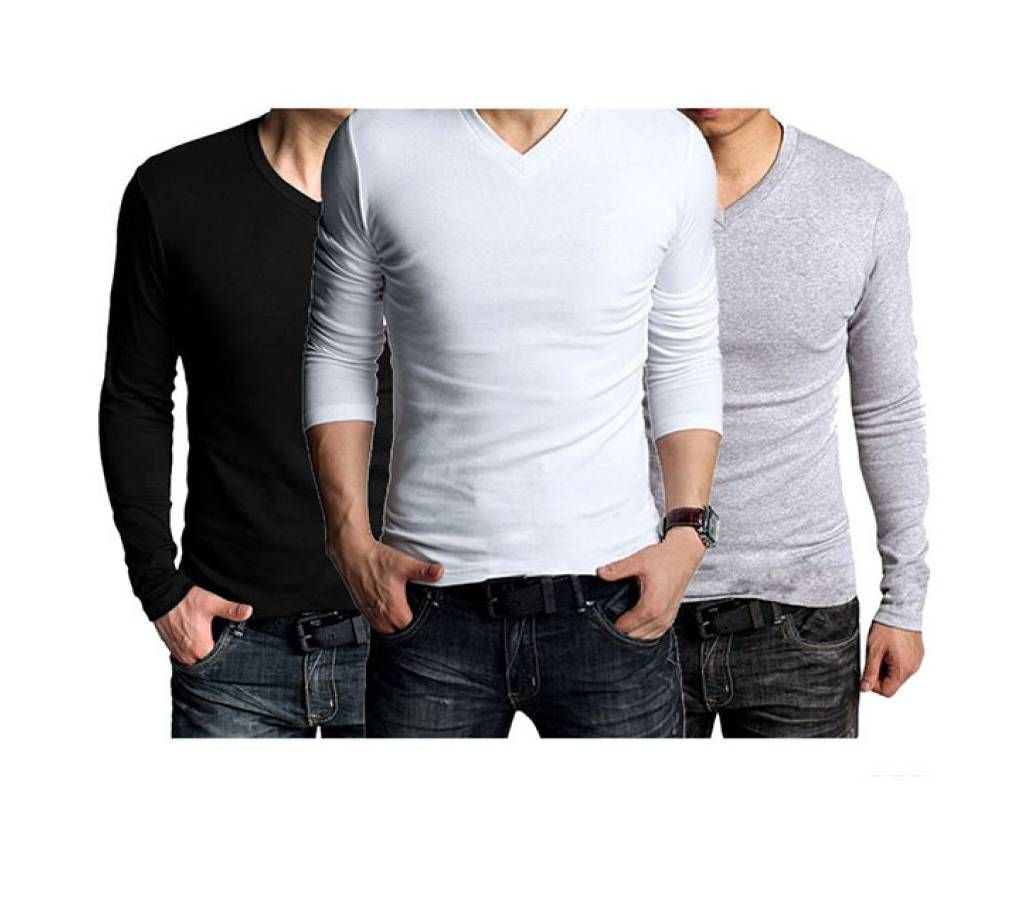Full sleeve V neck  t-shirt  for Men combo pack