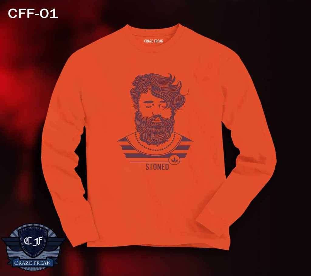 STONED FULL SLEEVE COTTON T-SHIRT