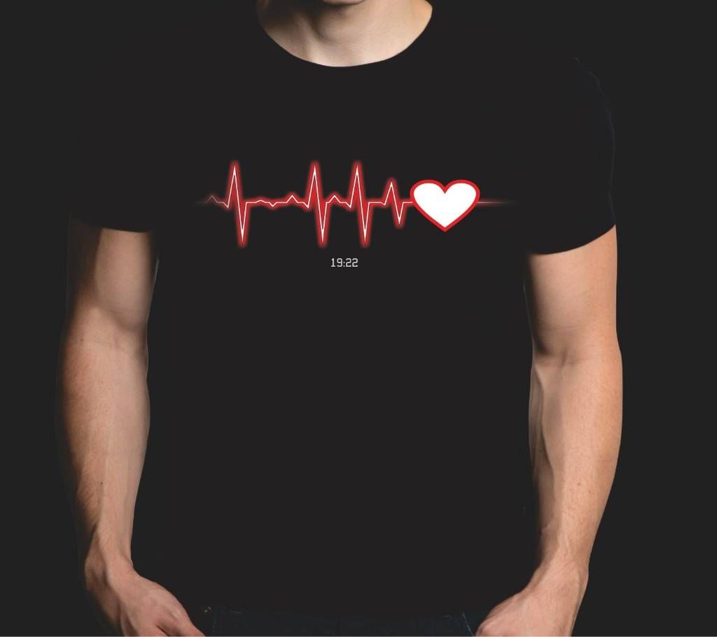 Heart Beat Gents Half Sleeve Cotton T-shirt