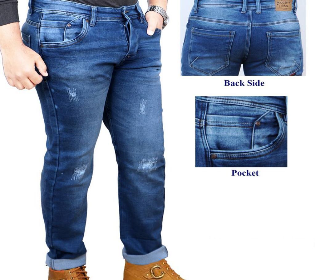 Gents Semi Narrow Denim Scratched Jeans Pants