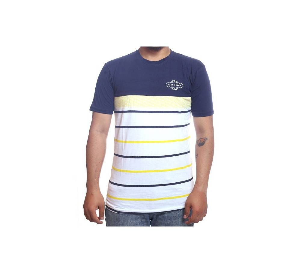 Exclusive Mens half sleeve Blue and white t-shirt-100