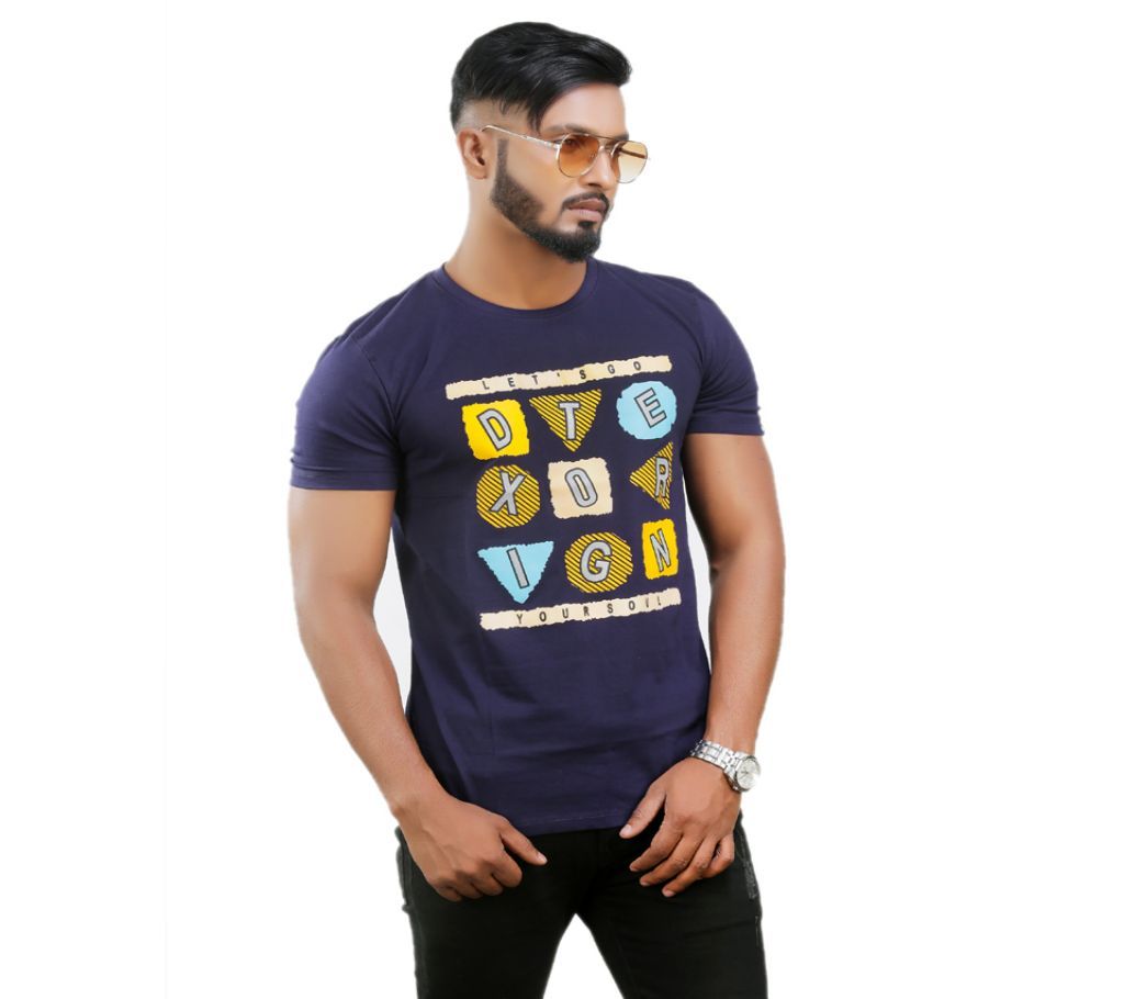 DTEX Origin Mens Half Sleeve Cotton T Shirt Navy