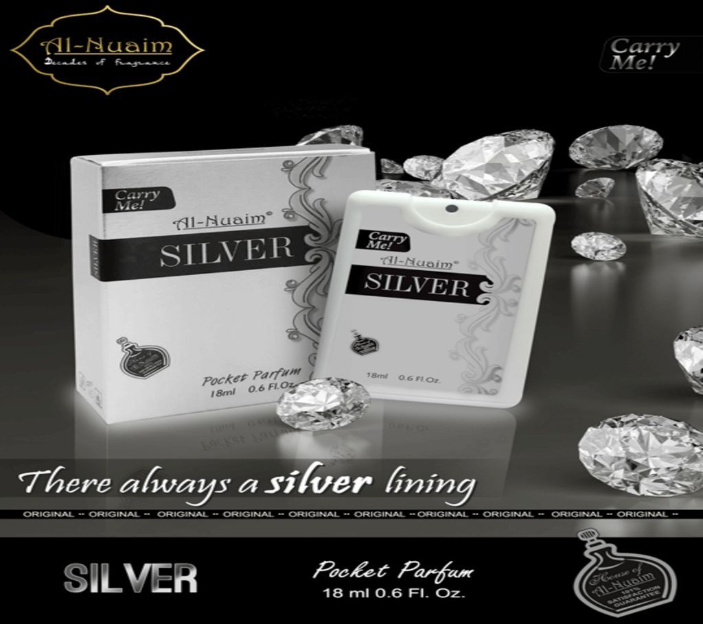 New Al Nuaim Silver Spray Pocket Perfume Fragrance 18 Ml ( 2 pcs)