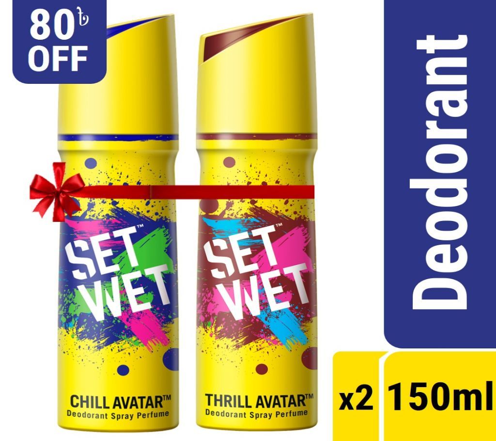 Set Wet Deodorant Spray Perfume Value Pack - Chill Avatar & Thrill Avatar Pack of 2 (150ml x2)
