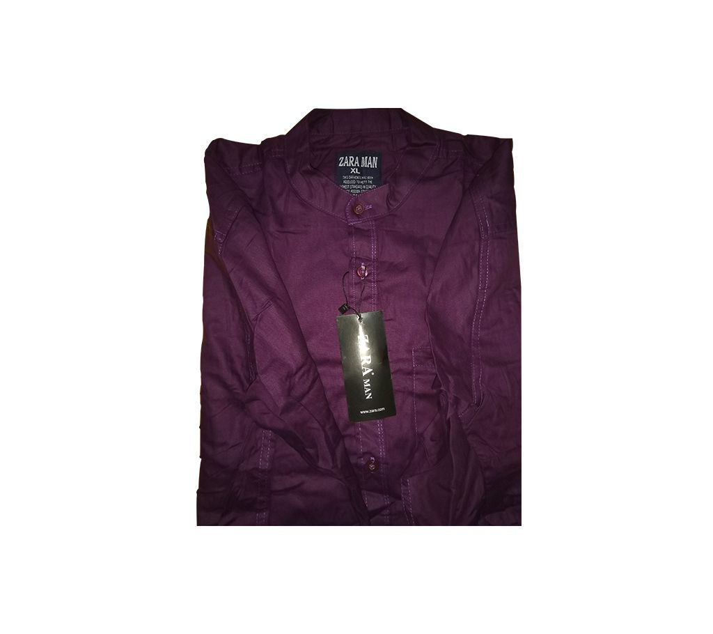 Purple Long Sleeve Cotton Casual Shirt for Men