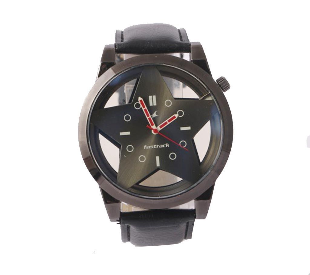 Analog Watch For Man (Black_Black_Leather)