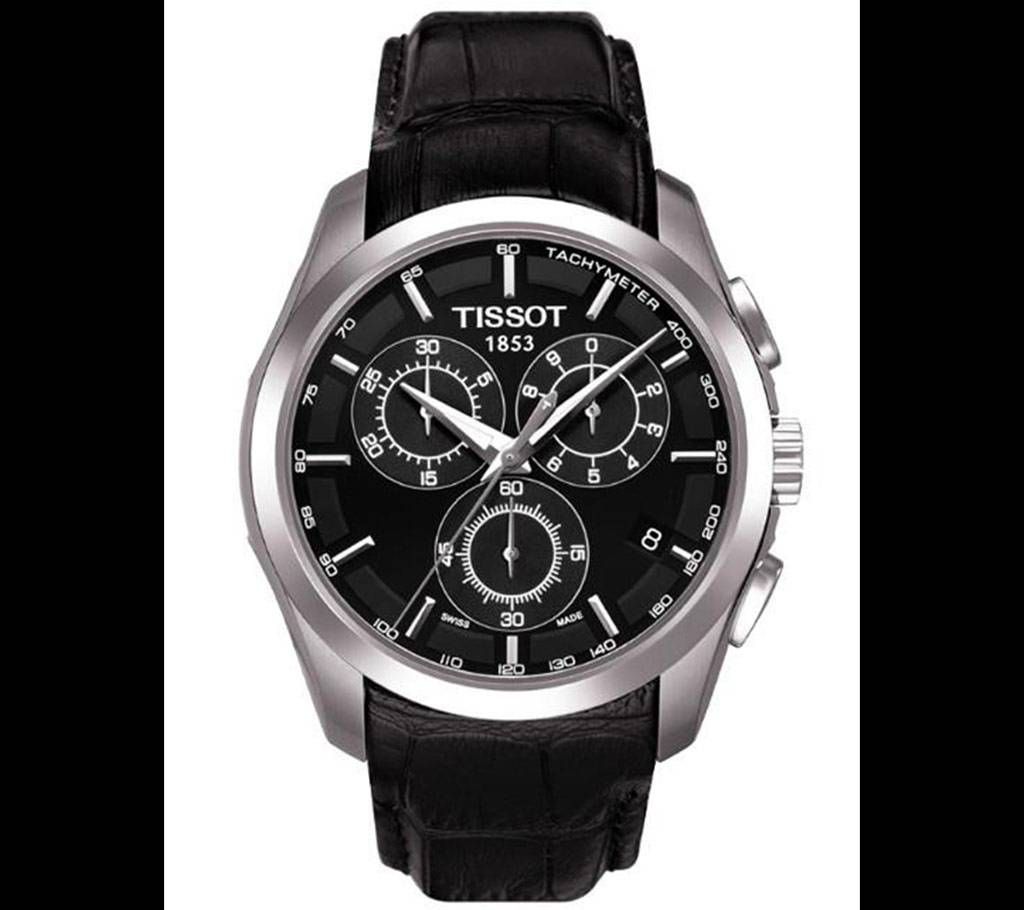 Tissot Black PU Leather Wrist Watch For Men
