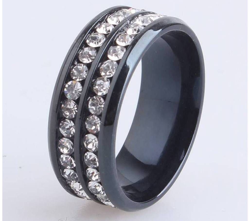 Black Plated Stone Setting Finger Ring for Men