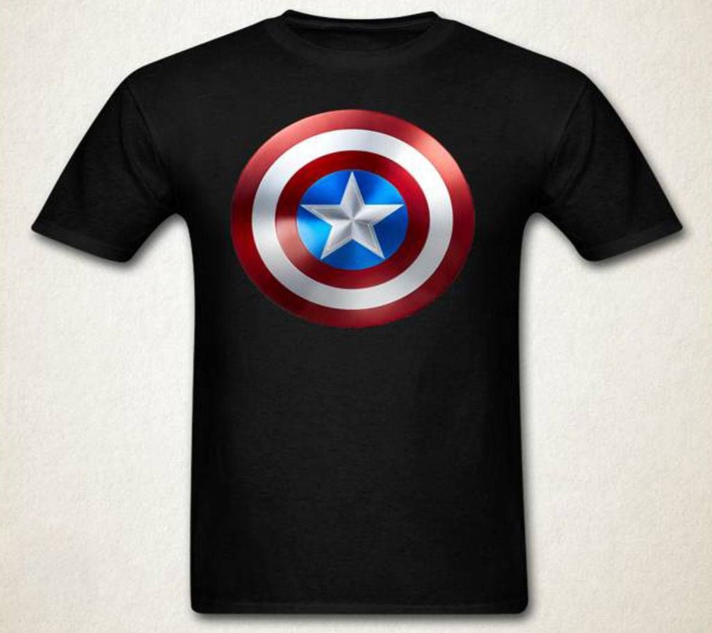 Captain America Gents Half Sleeve Cotton T-Shirt Black