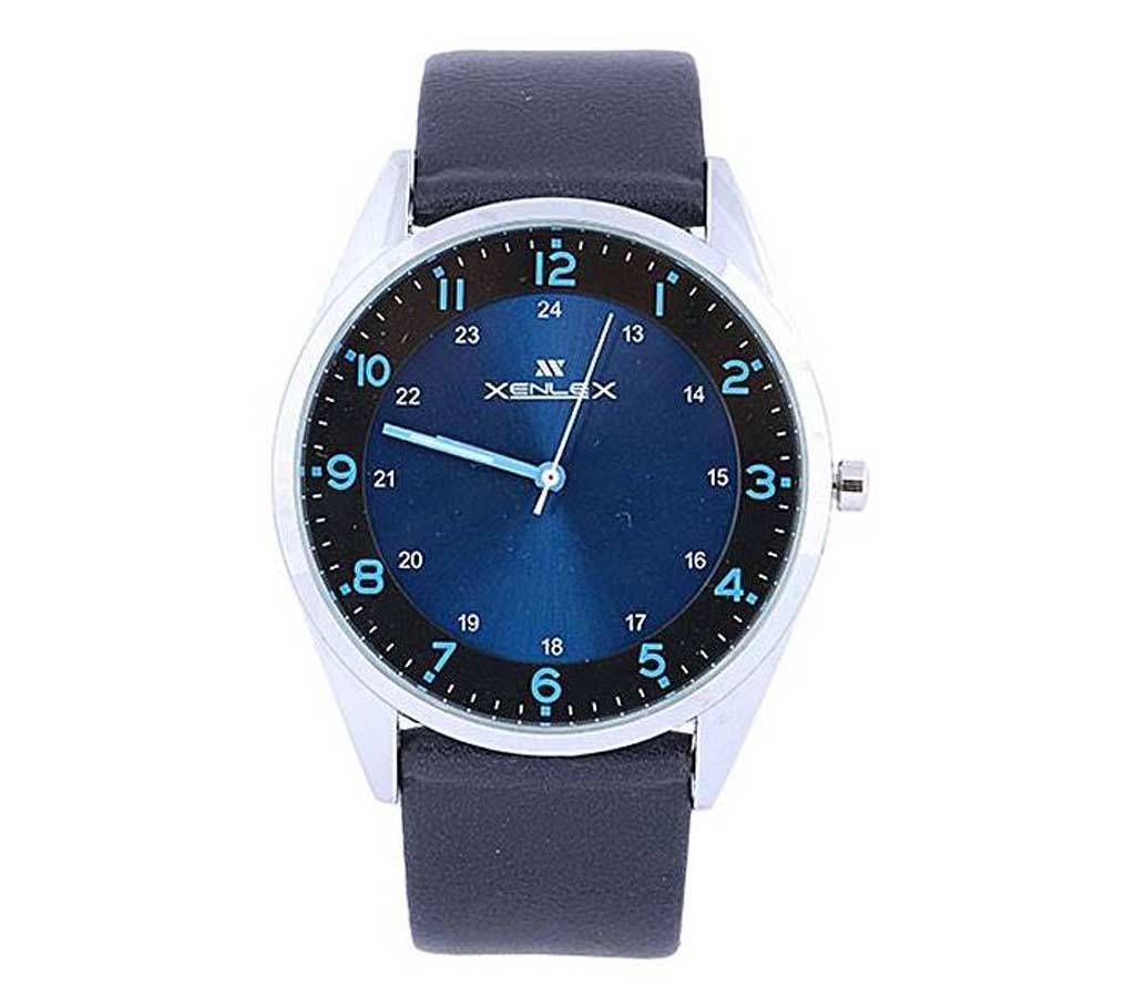 Artificial Leather Analog Watch for Men - Blue