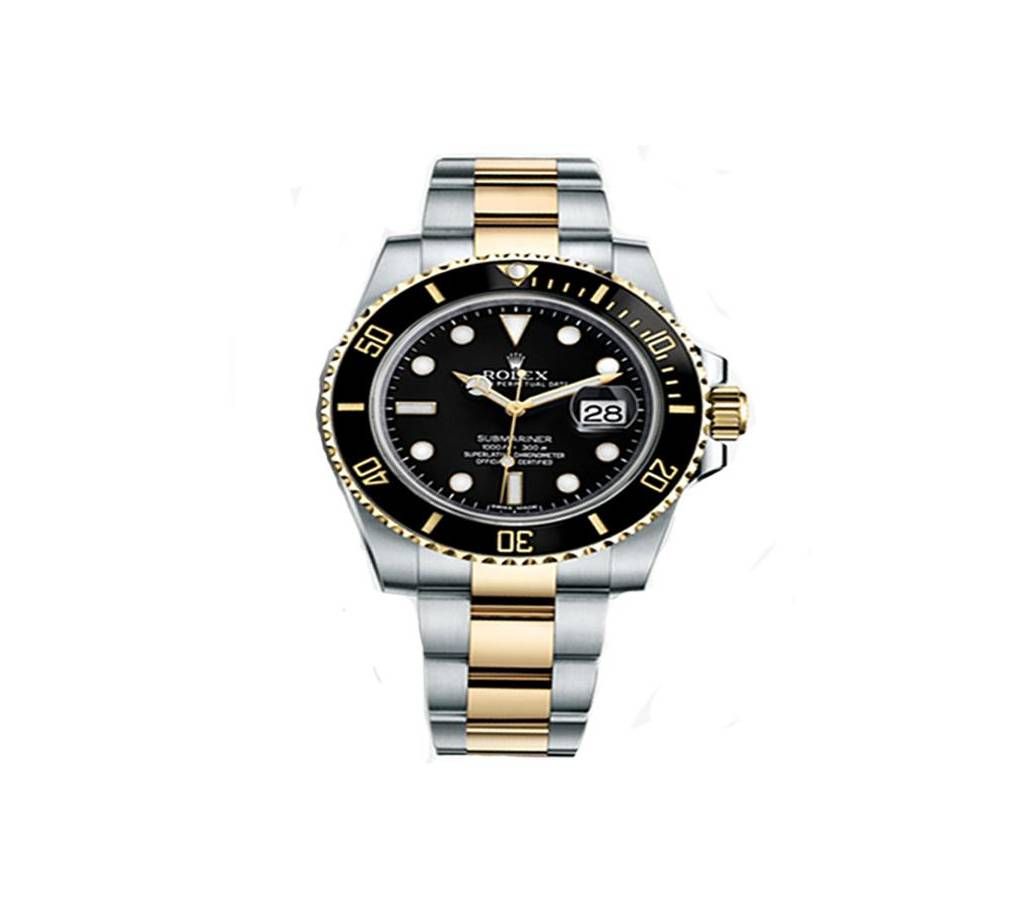 BLACK DIAL STAINLESS STEEL WATCH FOR MEN