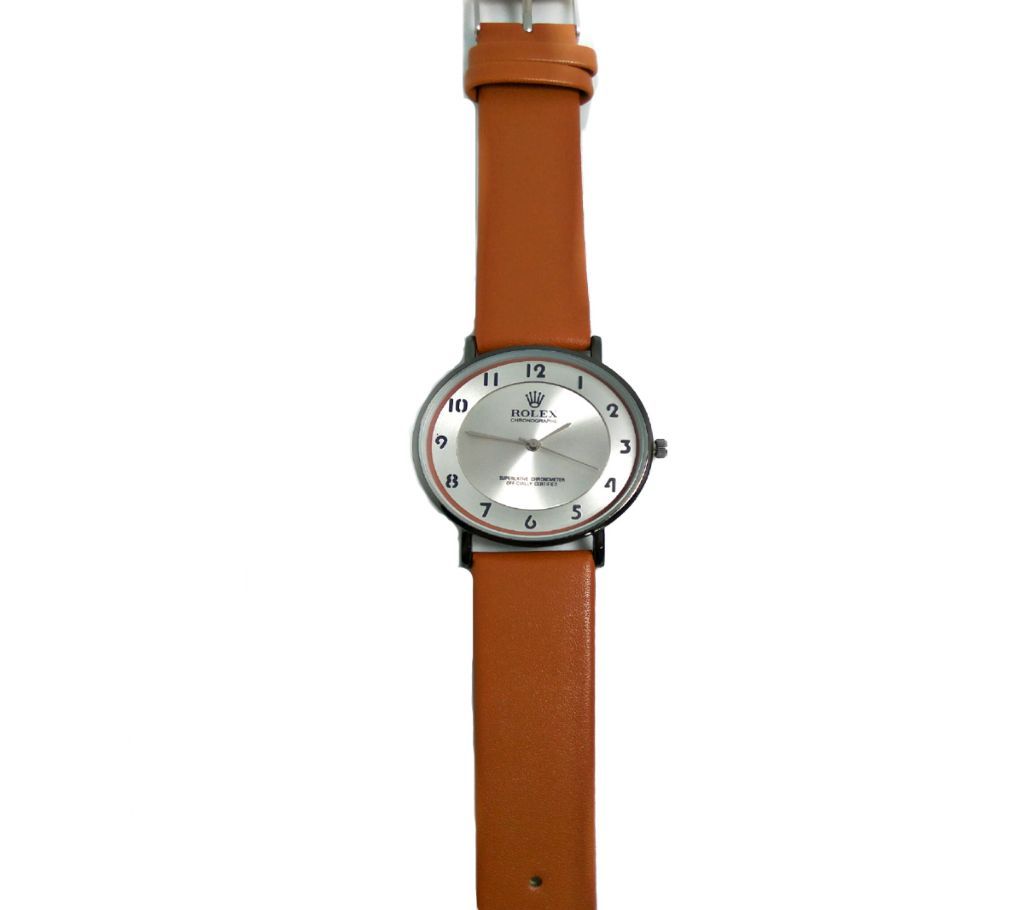 Rolex Chronograph Classic Harvest Orange Strap Analog Wrist Watch For Men 