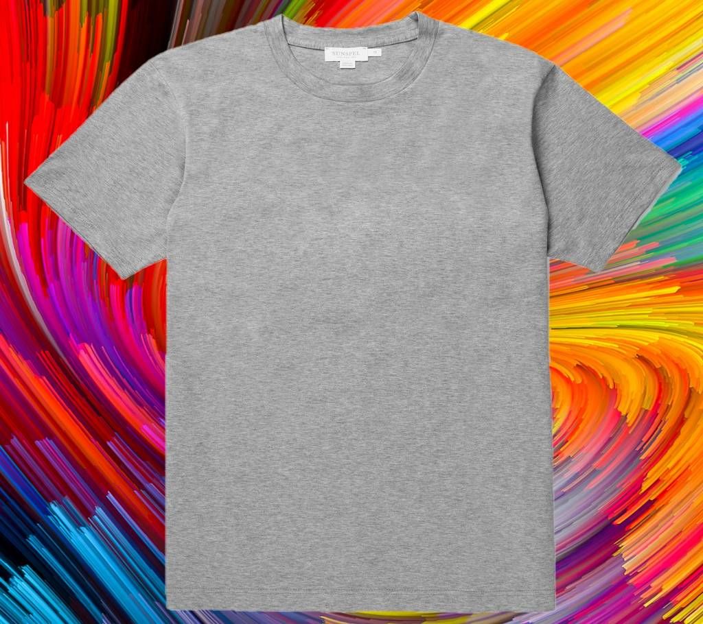 Grey Solid Cotton T-shirt